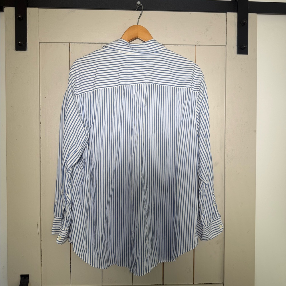 Ralph Lauren Blue and White Striped Cotton Button-Up Shirt embroidered logo - Picture 5 of 7